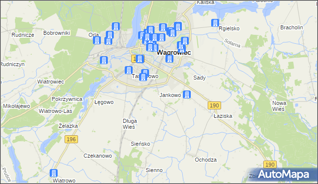 mapa Jankowo gmina Wągrowiec, Jankowo gmina Wągrowiec na mapie Targeo