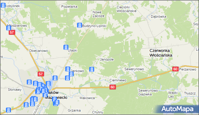 mapa Janopole gmina Czerwonka, Janopole gmina Czerwonka na mapie Targeo