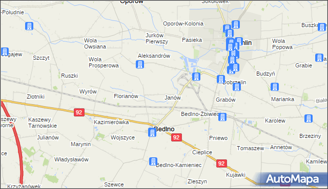 mapa Janów gmina Bedlno, Janów gmina Bedlno na mapie Targeo