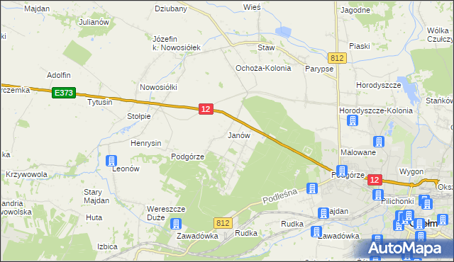 mapa Janów gmina Chełm, Janów gmina Chełm na mapie Targeo