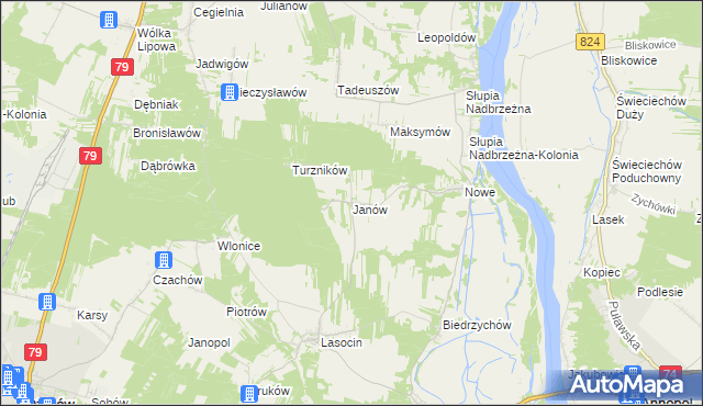 mapa Janów gmina Ożarów, Janów gmina Ożarów na mapie Targeo