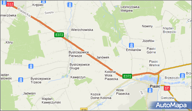 mapa Janówek gmina Piaski, Janówek gmina Piaski na mapie Targeo