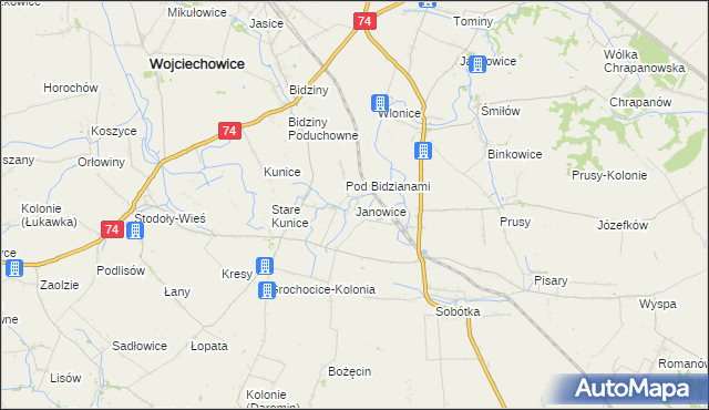 mapa Janowice gmina Ożarów, Janowice gmina Ożarów na mapie Targeo