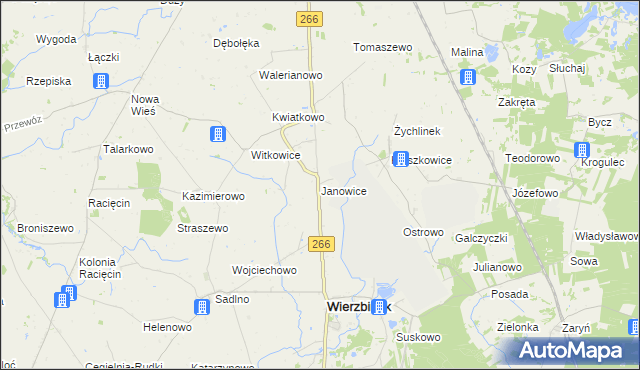 mapa Janowice gmina Wierzbinek, Janowice gmina Wierzbinek na mapie Targeo