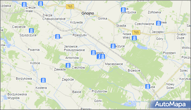 mapa Janowice Raczyckie, Janowice Raczyckie na mapie Targeo