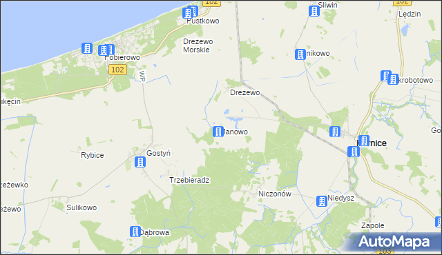mapa Janowo gmina Karnice, Janowo gmina Karnice na mapie Targeo