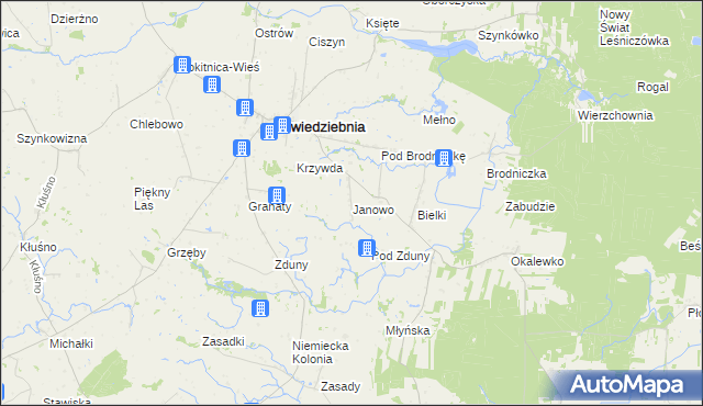 mapa Janowo gmina Świedziebnia, Janowo gmina Świedziebnia na mapie Targeo