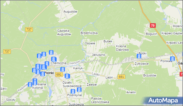 mapa Januszno, Januszno na mapie Targeo