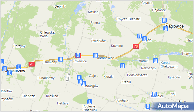 mapa Jaronowice, Jaronowice na mapie Targeo