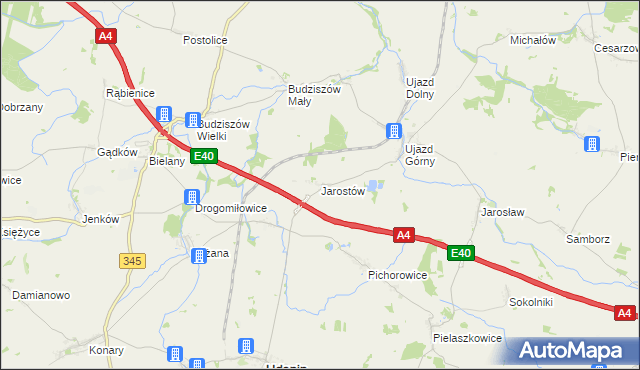 mapa Jarostów, Jarostów na mapie Targeo