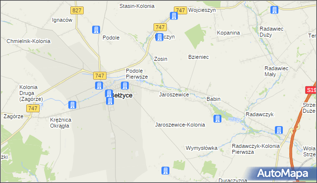 mapa Jaroszewice, Jaroszewice na mapie Targeo