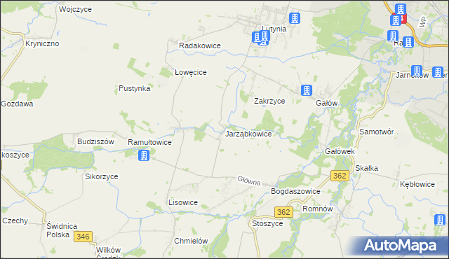 mapa Jarząbkowice gmina Kostomłoty, Jarząbkowice gmina Kostomłoty na mapie Targeo