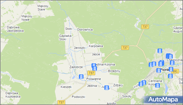 mapa Jaśce, Jaśce na mapie Targeo