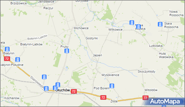 mapa Jasień gmina Głuchów, Jasień gmina Głuchów na mapie Targeo