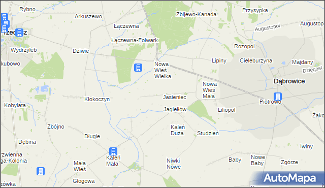 mapa Jasieniec gmina Przedecz, Jasieniec gmina Przedecz na mapie Targeo