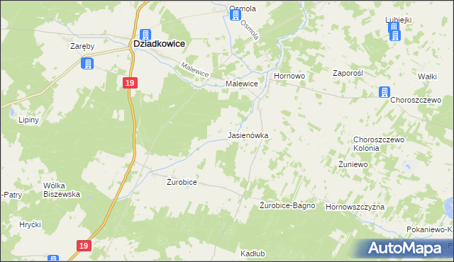 mapa Jasienówka, Jasienówka na mapie Targeo