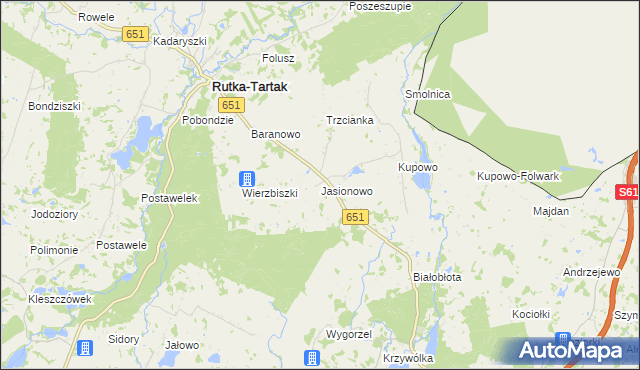 mapa Jasionowo gmina Rutka-Tartak, Jasionowo gmina Rutka-Tartak na mapie Targeo