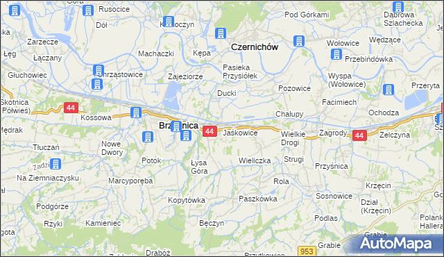 mapa Jaśkowice gmina Skawina, Jaśkowice gmina Skawina na mapie Targeo