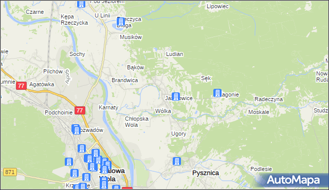 mapa Jastkowice, Jastkowice na mapie Targeo