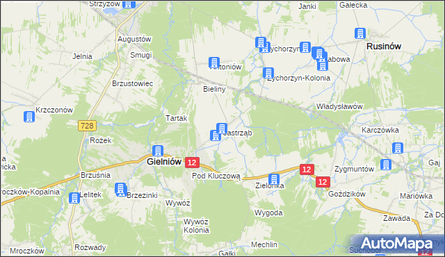 mapa Jastrząb gmina Gielniów, Jastrząb gmina Gielniów na mapie Targeo