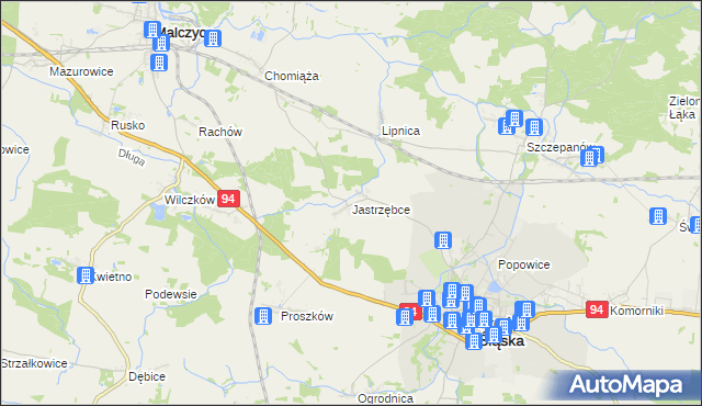 mapa Jastrzębce gmina Środa Śląska, Jastrzębce gmina Środa Śląska na mapie Targeo