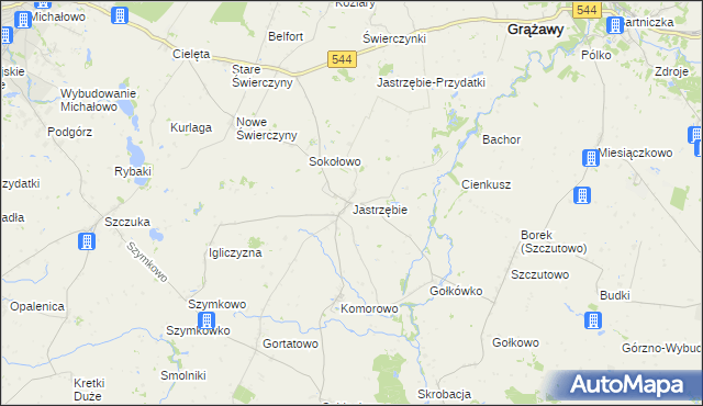 mapa Jastrzębie gmina Bartniczka, Jastrzębie gmina Bartniczka na mapie Targeo