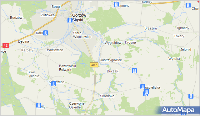 mapa Jastrzygowice, Jastrzygowice na mapie Targeo