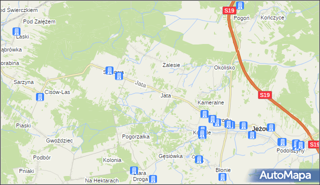 mapa Jata gmina Jeżowe, Jata gmina Jeżowe na mapie Targeo