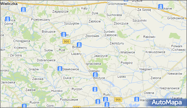 mapa Jawczyce gmina Biskupice, Jawczyce gmina Biskupice na mapie Targeo