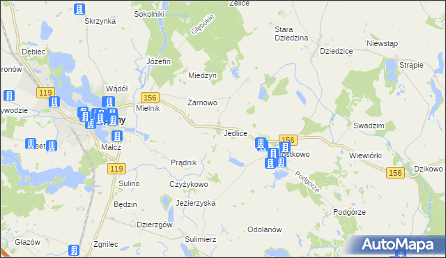mapa Jedlice gmina Lipiany, Jedlice gmina Lipiany na mapie Targeo