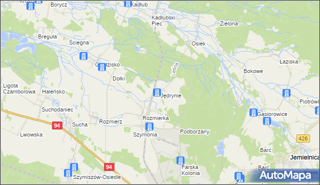 mapa Jędrynie, Jędrynie na mapie Targeo