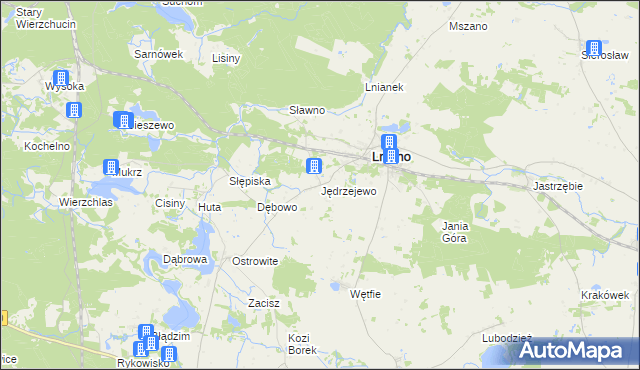 mapa Jędrzejewo gmina Lniano, Jędrzejewo gmina Lniano na mapie Targeo