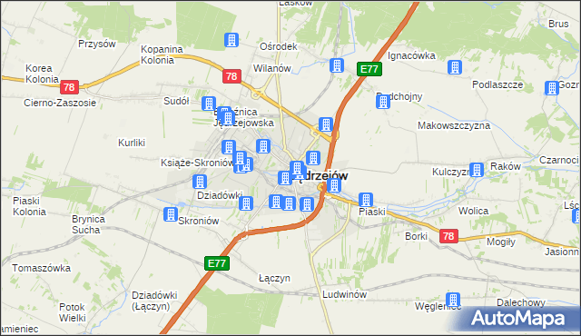 mapa Jędrzejów, Jędrzejów na mapie Targeo