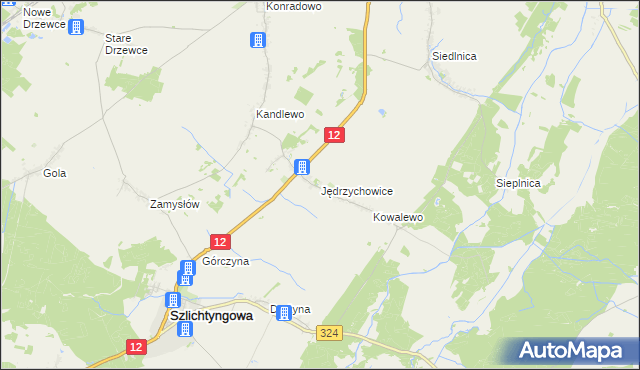 mapa Jędrzychowice gmina Szlichtyngowa, Jędrzychowice gmina Szlichtyngowa na mapie Targeo