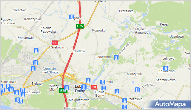 mapa Jedwabno gmina Lubicz, Jedwabno gmina Lubicz na mapie Targeo