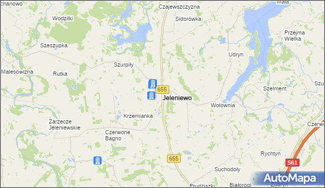 mapa Jeleniewo, Jeleniewo na mapie Targeo