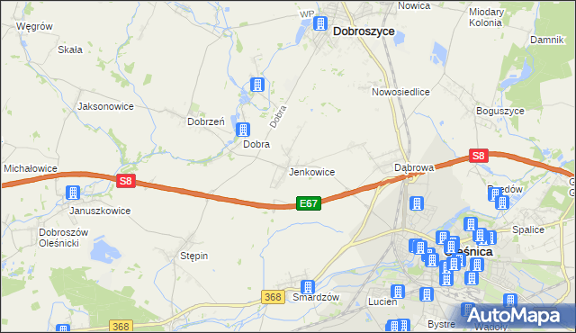 mapa Jenkowice gmina Oleśnica, Jenkowice gmina Oleśnica na mapie Targeo