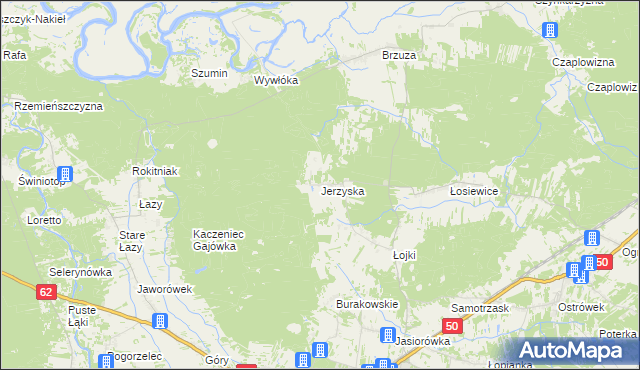 mapa Jerzyska, Jerzyska na mapie Targeo