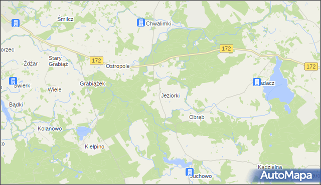 mapa Jeziorki gmina Barwice, Jeziorki gmina Barwice na mapie Targeo