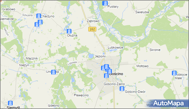 mapa Jeziorki gmina Gościno, Jeziorki gmina Gościno na mapie Targeo