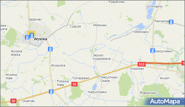 mapa Jeziorki Kosztowskie, Jeziorki Kosztowskie na mapie Targeo