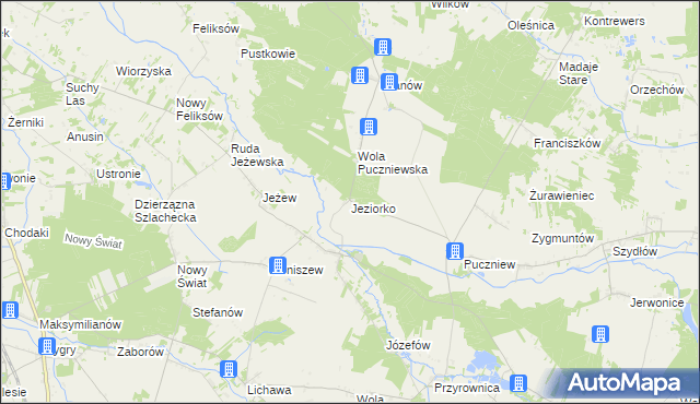 mapa Jeziorko gmina Lutomiersk, Jeziorko gmina Lutomiersk na mapie Targeo