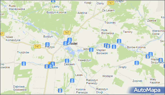 mapa Jeżów gmina Chodel, Jeżów gmina Chodel na mapie Targeo