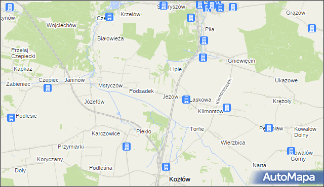 mapa Jeżów gmina Sędziszów, Jeżów gmina Sędziszów na mapie Targeo