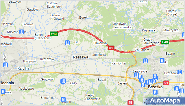 mapa Jodłówka gmina Rzezawa, Jodłówka gmina Rzezawa na mapie Targeo