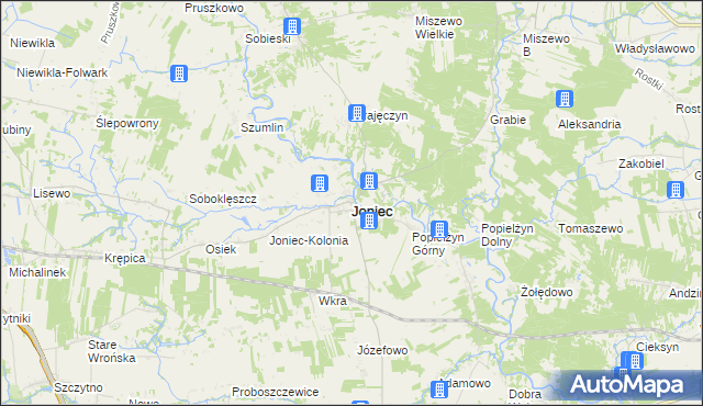 mapa Joniec, Joniec na mapie Targeo