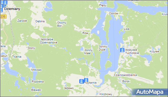 mapa Joniny Małe, Joniny Małe na mapie Targeo