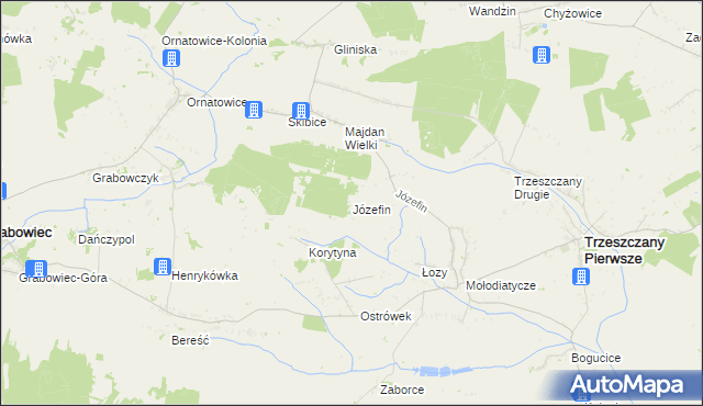 mapa Józefin gmina Trzeszczany, Józefin gmina Trzeszczany na mapie Targeo