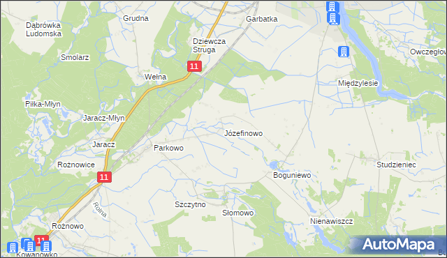 mapa Józefinowo gmina Rogoźno, Józefinowo gmina Rogoźno na mapie Targeo