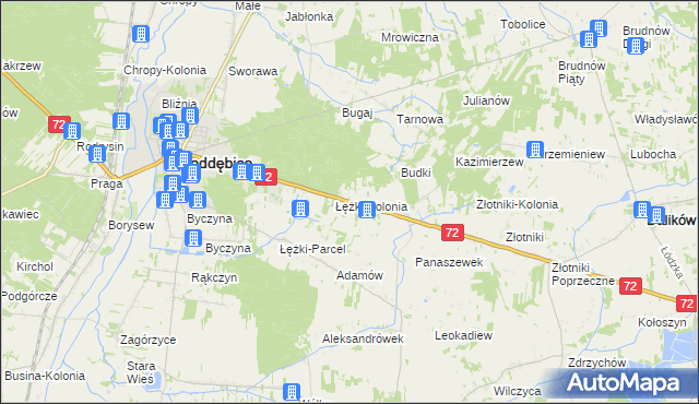 mapa Józefka gmina Poddębice, Józefka gmina Poddębice na mapie Targeo